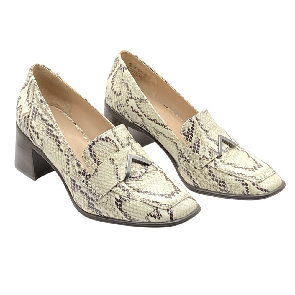 27 EDIT Leather Snake Print Slip-On Chunky Block Heel Women’s Shoes Size 7.5M